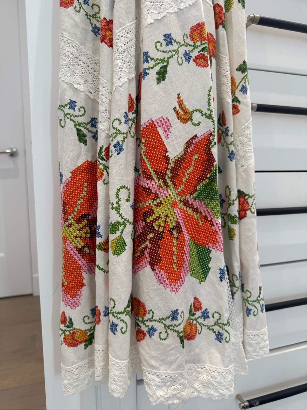 White Embroidered Floral Halter cover up - Picture 6 of 14